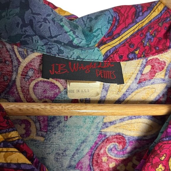 Vintage JB Wright 12 Petite Mod Shirt Dress Jewel Tone Paisley‎ Maximalist 80s - Picture 5 of 6